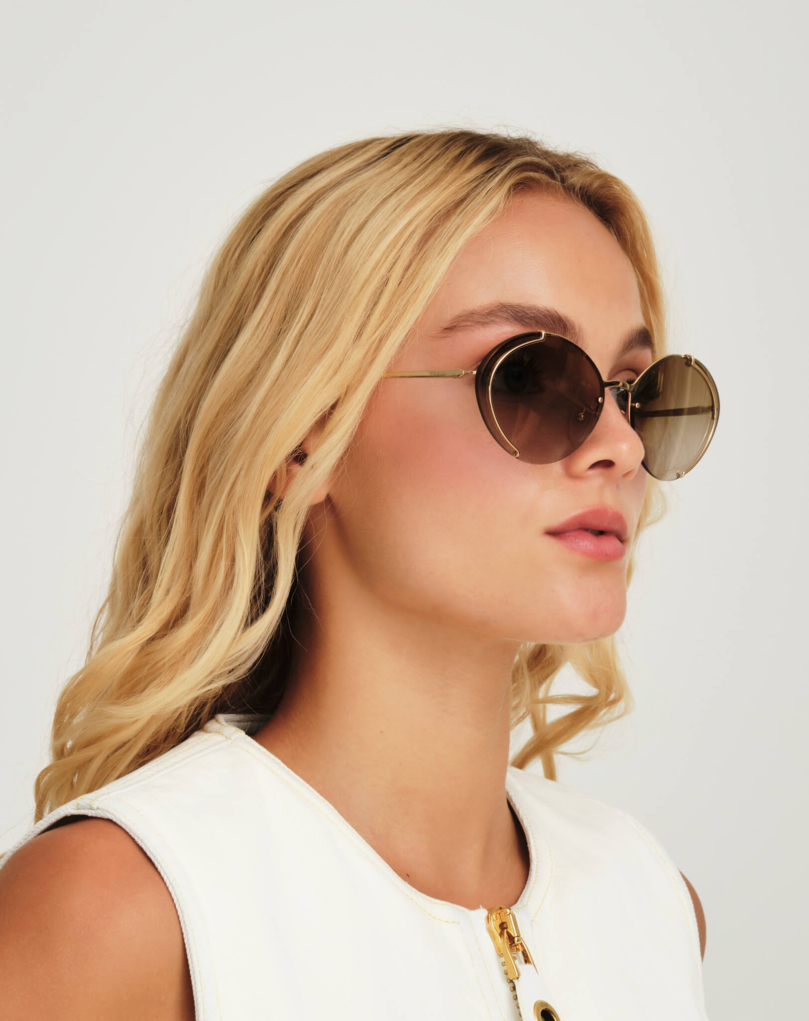 Prada - Brown&Gold Mirrored Elliptical Sunglasses